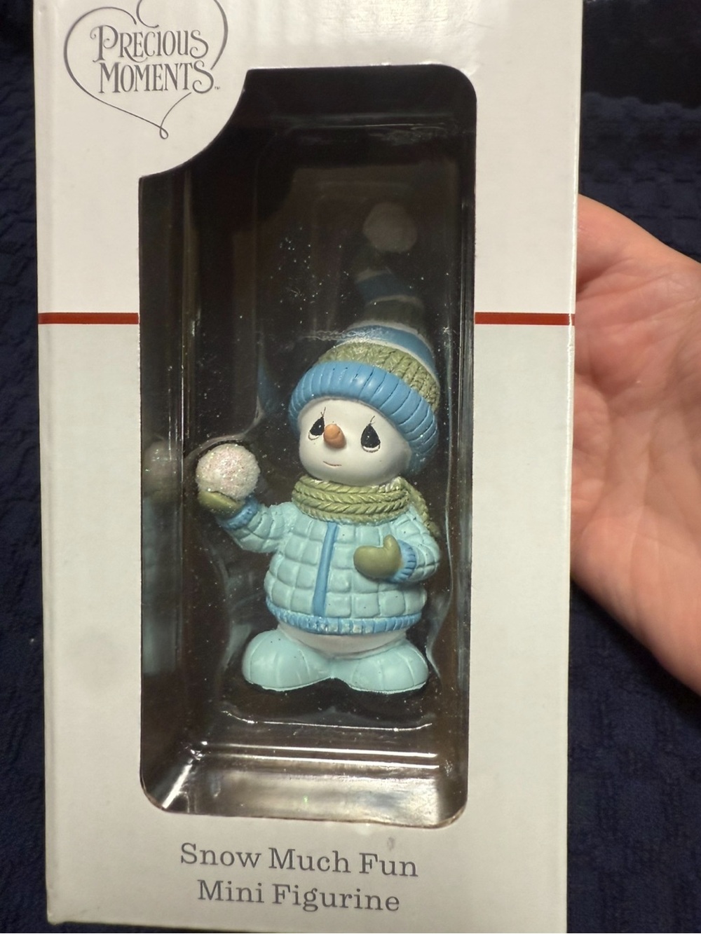 Precious Moments Snow Much Fun Blue and White Mini Elf Figurine Snowman NWT